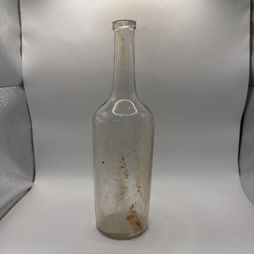 Antique Glass Bottle Clear Tall 11”